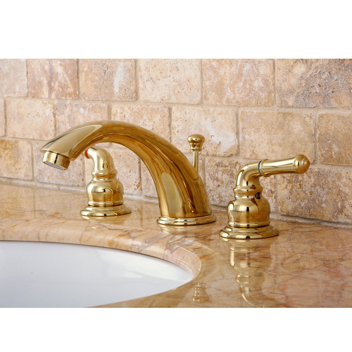 Kingston Polished Brass 8" 16" Widespread Bathroom Faucet w Pop up