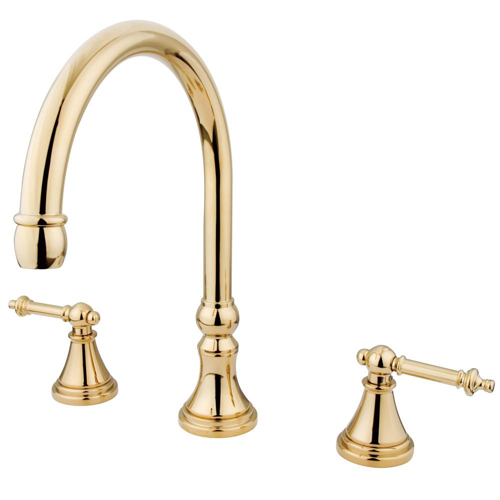 Kingston Polished Brass Tuscany Two Handle Roman Tub Filler Faucet