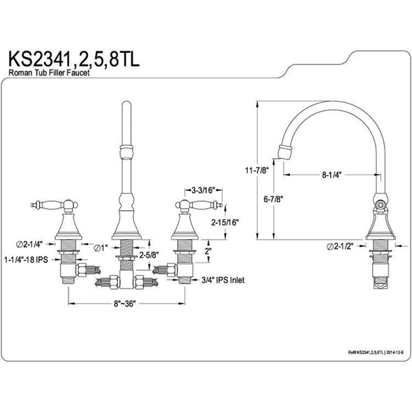 Kingston Brass Ks4302pkl Duchess Roman Tub Filler With Black Porcelain Lever Handle 8 1 2 In Spout Reach Polished Brass Bathroom Fixtures Bathtub Faucets Showerheads Malibukohsamui Com