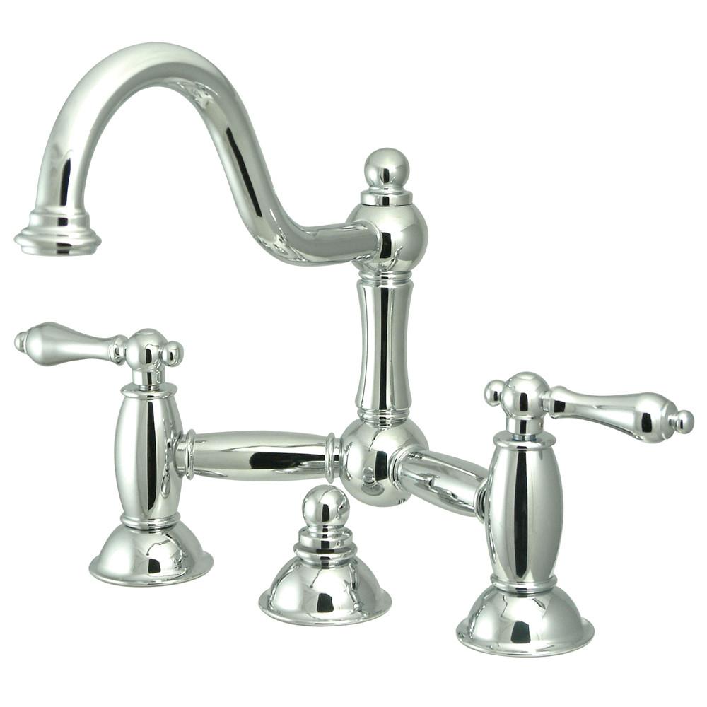 Kingston Brass Chrome 8 Centerset Bridge Bathroom Sink Faucet W Drain Ks3911al
