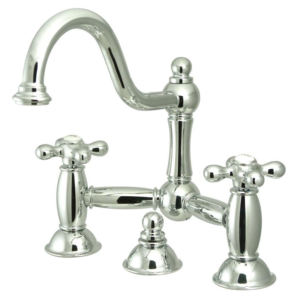 Kingston Brass Chrome 8 Centerset Bridge Bathroom Sink Faucet W Drain Ks3911ax