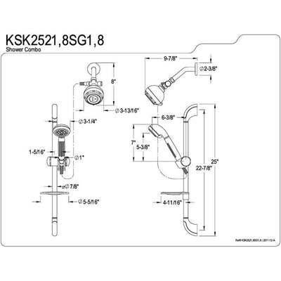 Kingston Satin Nickel 5 Setting Personal Hand Shower Head with Hose KSK2528SG8