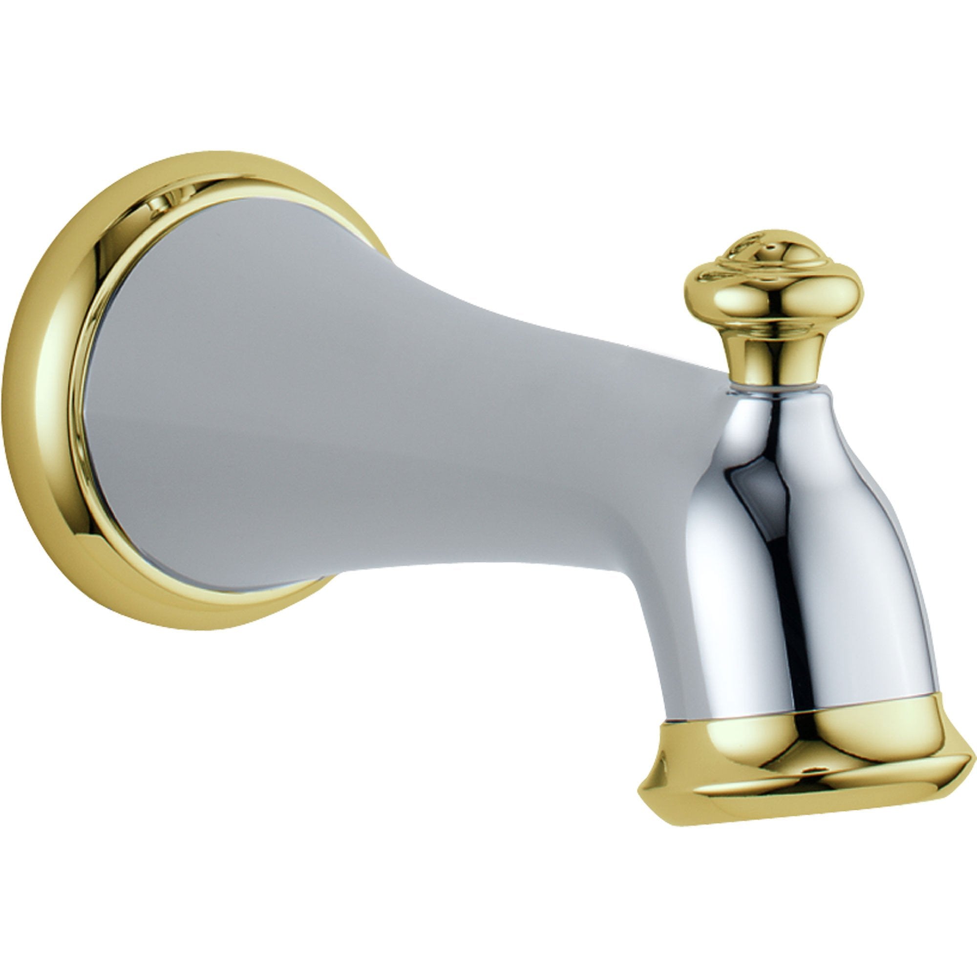 Delta Pull Up Diverter Tub Spout in Chrome and Polished Brass