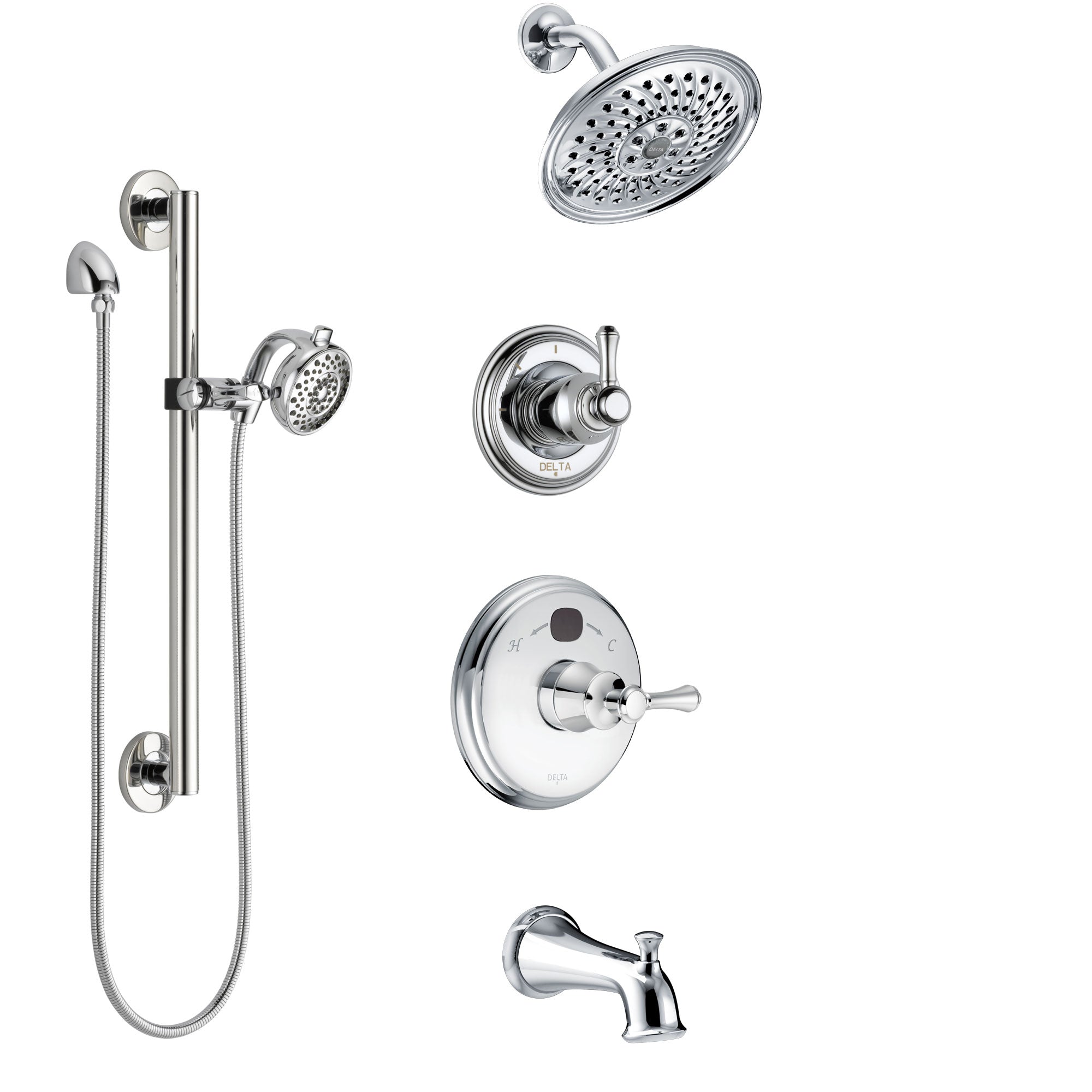 Delta Cassidy Chrome Finish Tub And Shower System With Temp2O Control   SS144005 2000x 