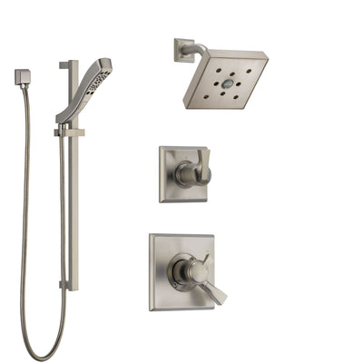 Delta Dryden Stainless Steel Finish Shower System with Dual Control Handle, 3-Setting Diverter, Showerhead, and Hand Shower with Slidebar SS172512SS5