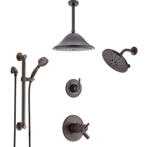 Shower Systems with Showerhead, Ceiling Mount Rain Showerhead, and Hand Shower