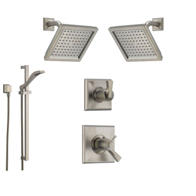 Shower System Kits with 2 Wall Mounted Showerheads and Hand Shower Sprayer