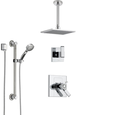 Shower Systems with Ceiling Mounted Rain Showerhead and Hand Shower Sprayer