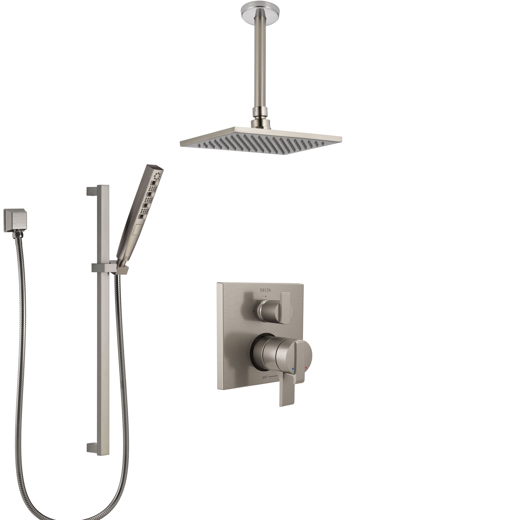 Shower Systems with Ceiling Mounted Rain Showerhead and Hand Shower Sp