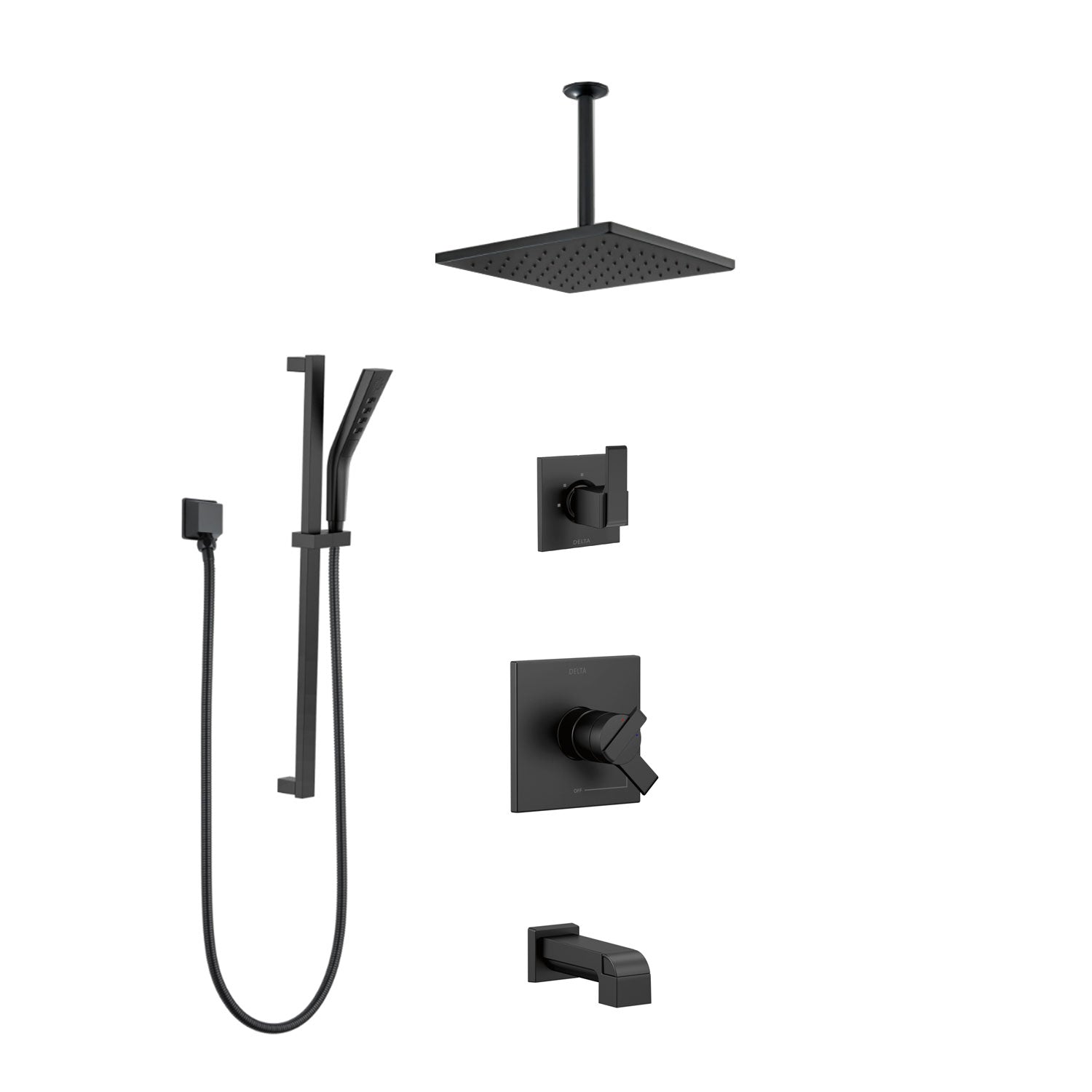 Custom Delta Matte Black Finish Ara Tub and Shower System with Hand Sh