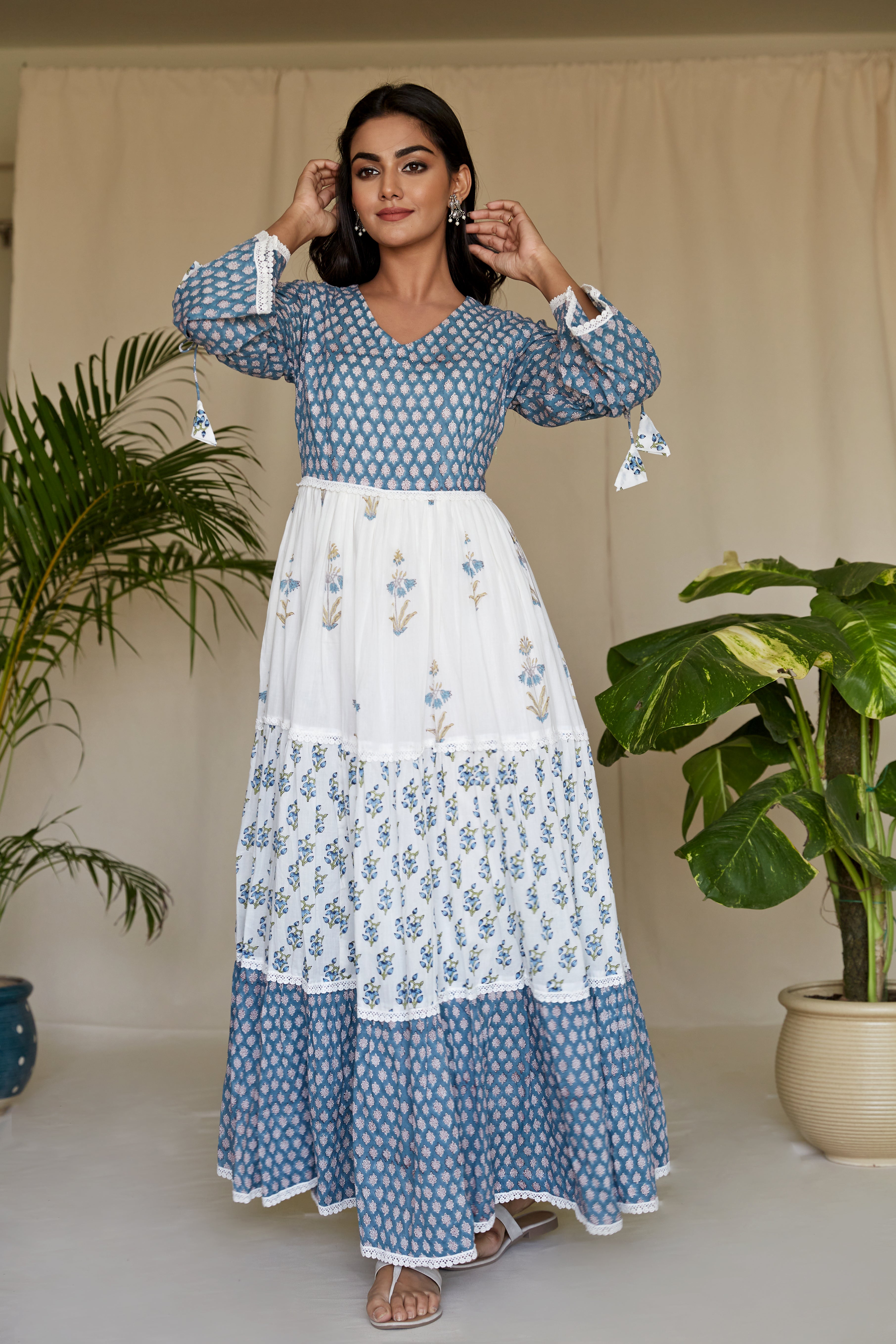 Blue Boho Flora Tiered Maxi – Priya Keswani Label