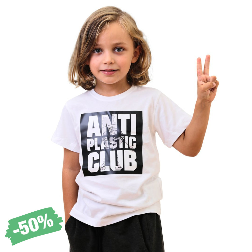 Billede af Anti Plastic Club - Limiteret Hvid T-shirt Kids - Dreng/Pige - 104/110