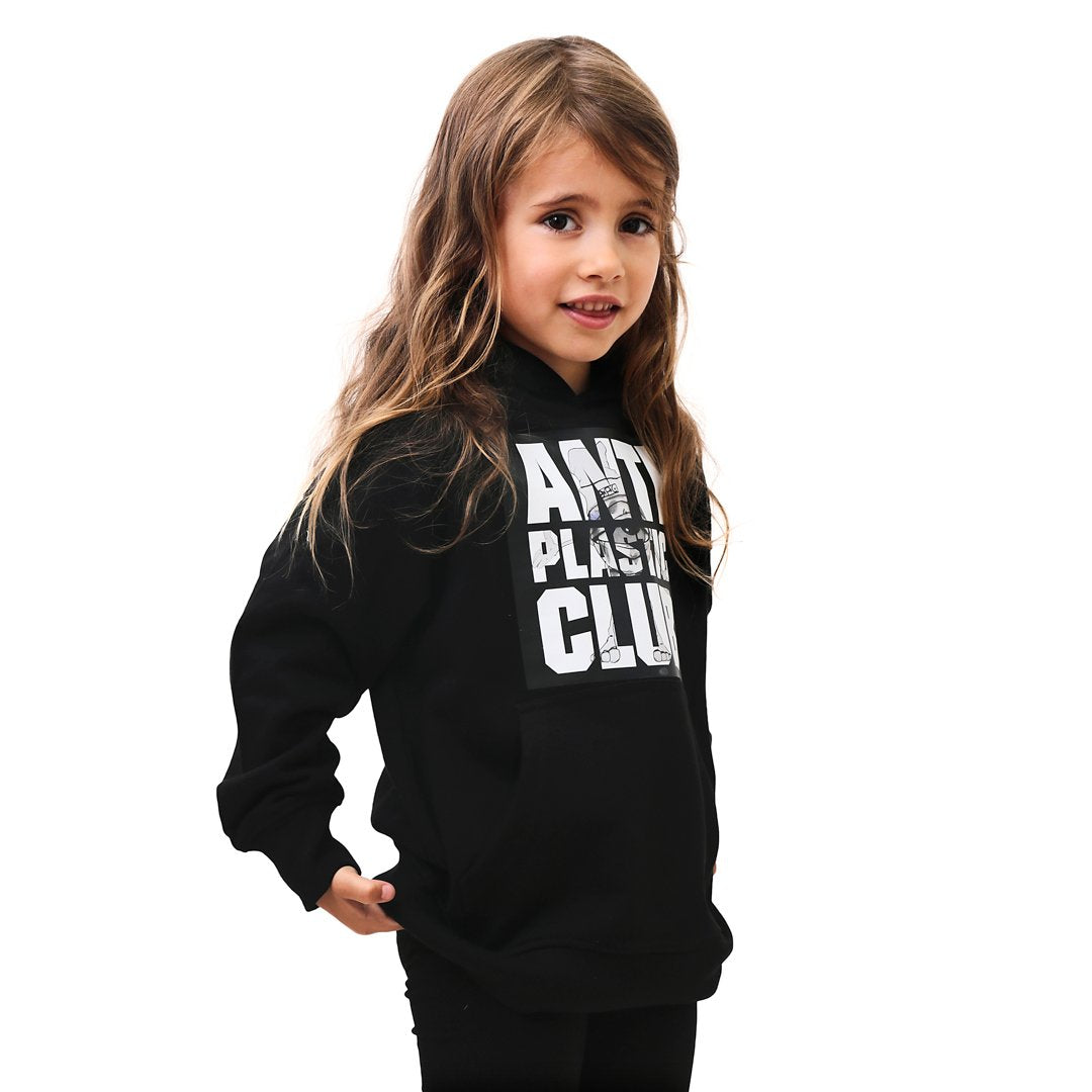 Se Anti Plastic Club - Limiteret Sort Hoodie / Hættetrøje Kids - Dreng/Pige - 92/98 hos Dropps By Szhirley