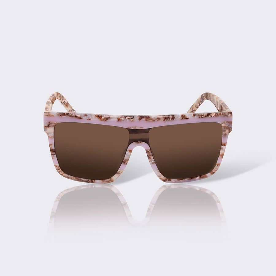 EyeCatcher - Dropps EXCLSV designer solbriller i rosa med brune brilleglas – DroppsBySzhirley.dk