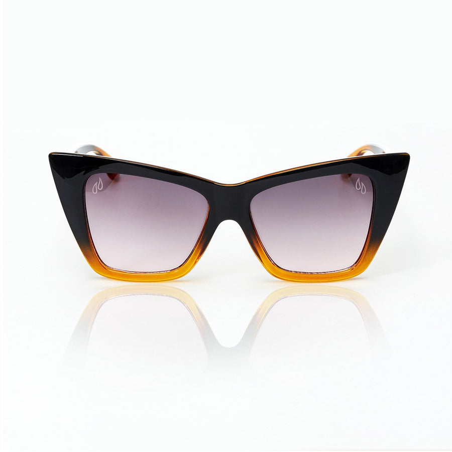 Meow - Cat eye solbriller i mørkebrun med faded overgang til orange –