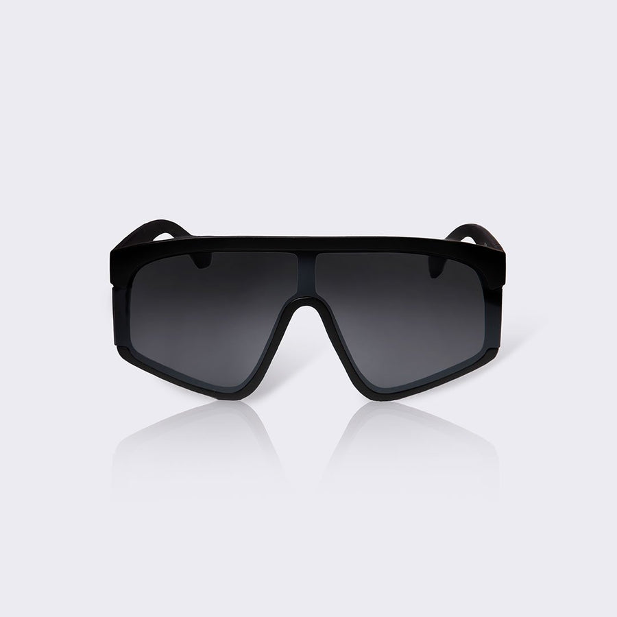 Smokey - sorte designer dame solbriller med mat sort stel og sorte brilleglas DroppsBySzhirley.dk