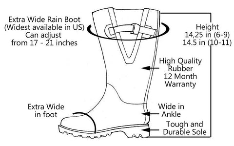 Extra Wide Calf Women's Rain Boots - Purple – Jileon RainBoots