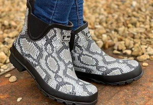 snakeskin rain boots