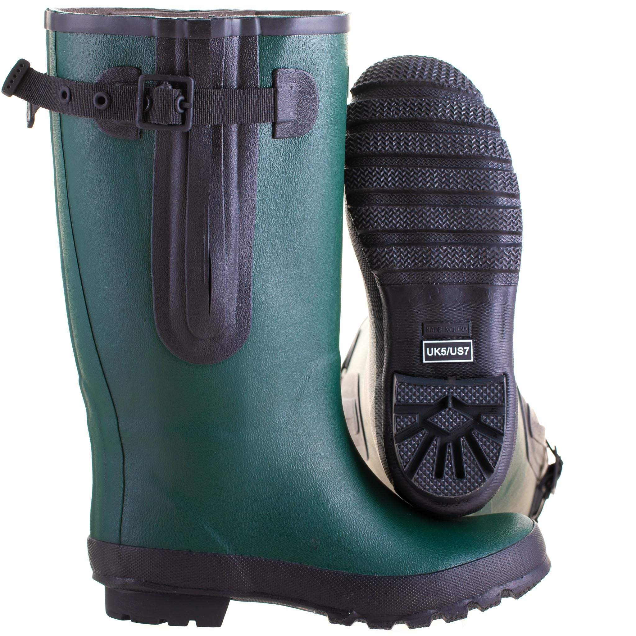 Extra Wide Calf Rain Boots - Green - Fit 23 inch Wide in Foot and Jileon RainBoots