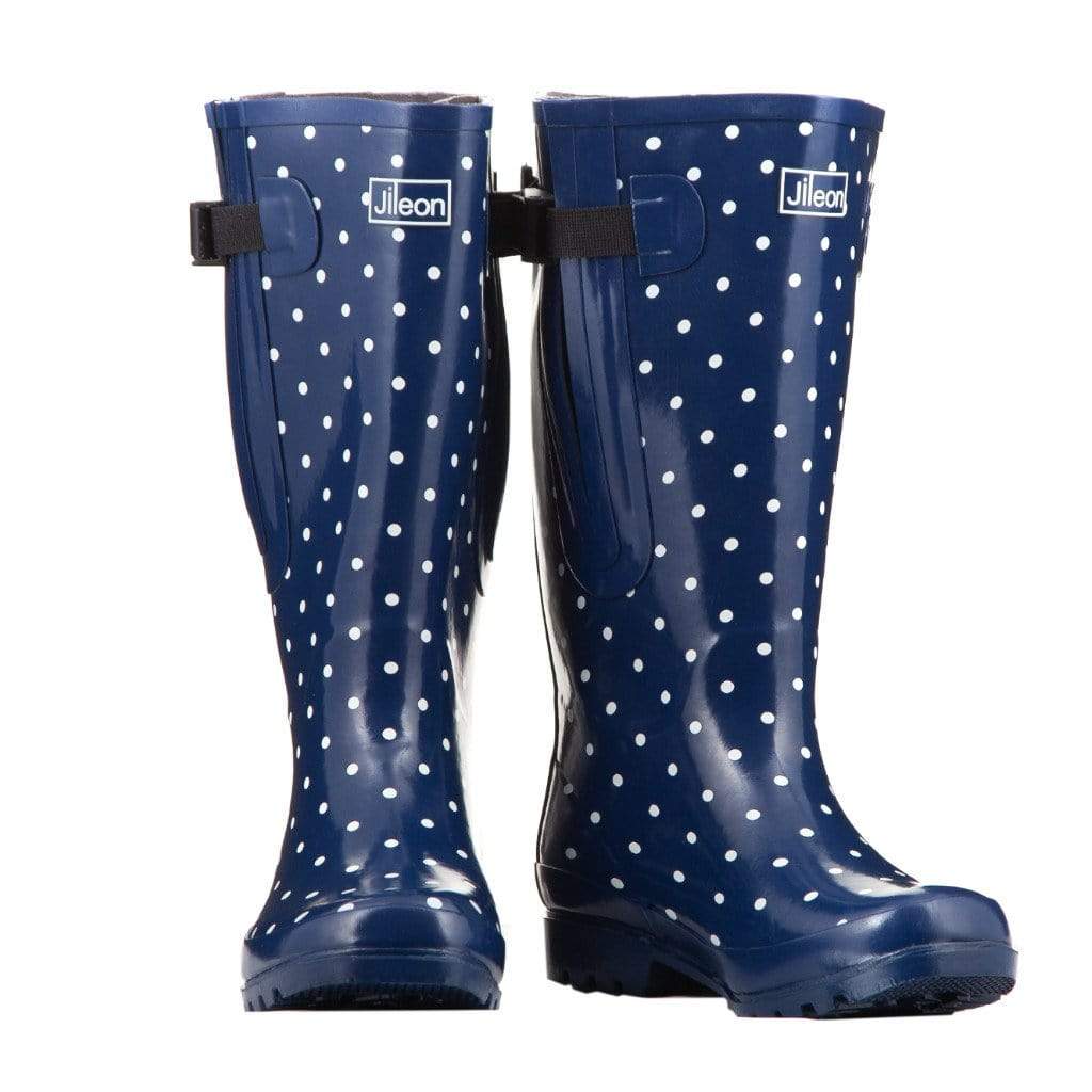 Extra Wide Calf Rain Boots - Navy with 