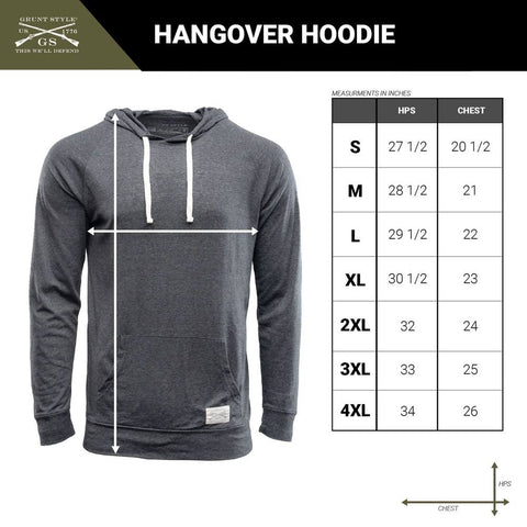 Hangover Hoodie Size Chart