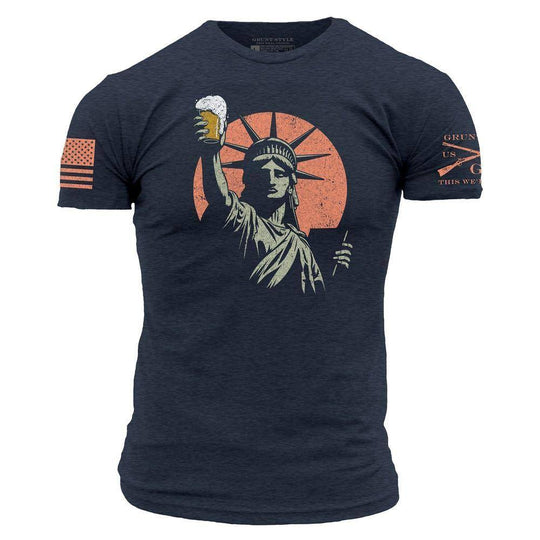 Over Under Not Made In China Made In USA American Flag Adult Unisex Short  Sleeve T-Shirt, Charcoal- Xlarge 