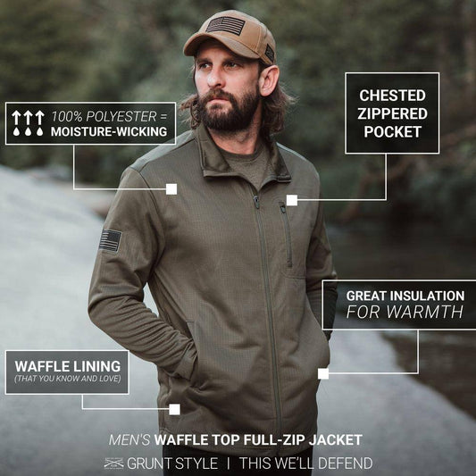 Grunt Style Waffle Top 1/2 Zip - Coyote - ShopperBoard