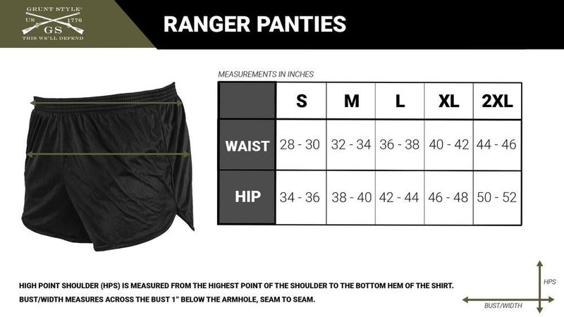 Combat Iron Apparel Ranger Panty Sizing Chart
