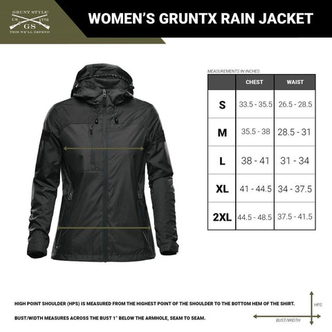 Size Chart | Women's GruntX Rain Jacket – Grunt Style, LLC