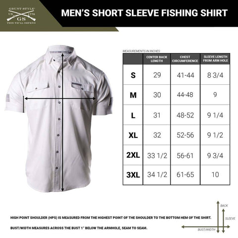 Size Chart | Men Fishing Shirt – Grunt Style, LLC