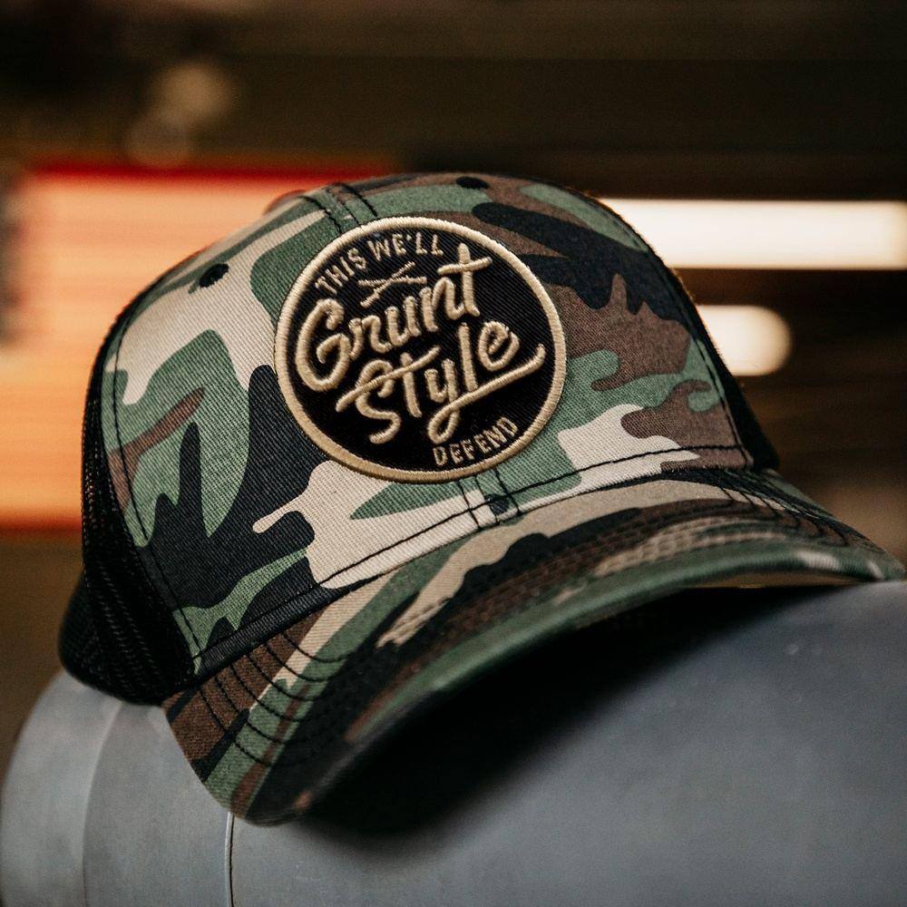 Grunt Style Script Logo Camo Hat – Grunt Style LLC