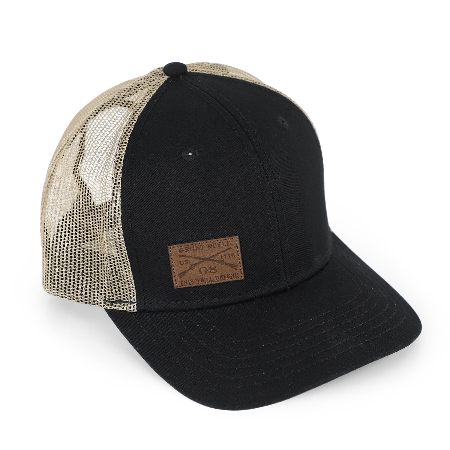 veteran leather patch hat