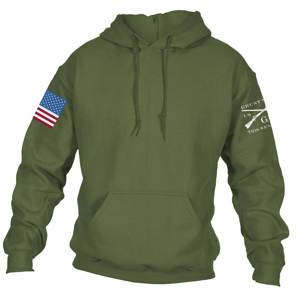 Full Color Flag Basic Hoodie - Military Green – Grunt Style, LLC