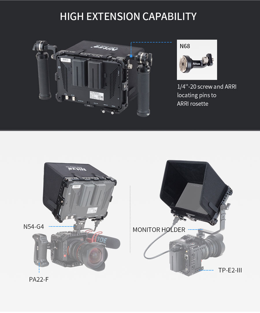  Nitze LUT5 Cage for Feelworld LUT5 5.5'' with HDMI Cable Clamp  and Sunhood - JT-F02B : Electronics