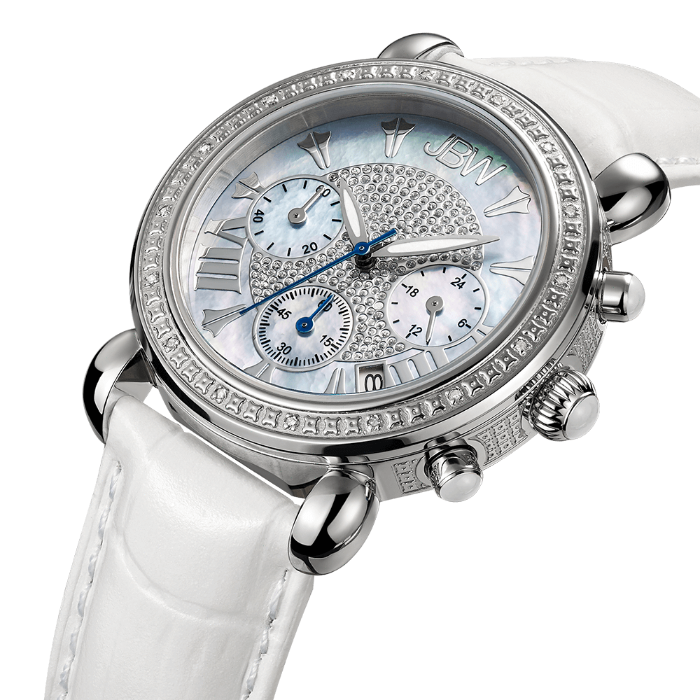 JBW Victory JB-6210L-Q | Women's White Leather Diamond Watch