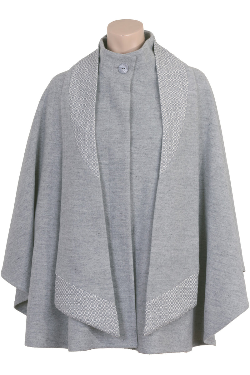 Busy Clothing Womens Light Grey Wool Blend Cape with Detachable Scarf