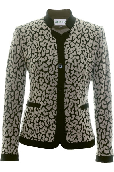 Busy Clothing Women Beige and Black Animal Print Jacket
