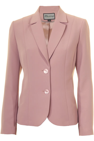 Dusty Pink Bell Bottom Pants Suit Set With Blazer Puffed Sleeve