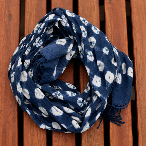 Shine Cotton Scarf - Indigo - Woqmark