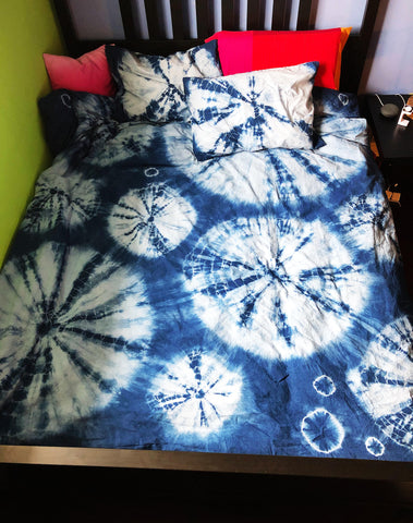 RYLABLUE 3 Piece Bedding Set Blue Camo Tie Dye Design Indigo with
