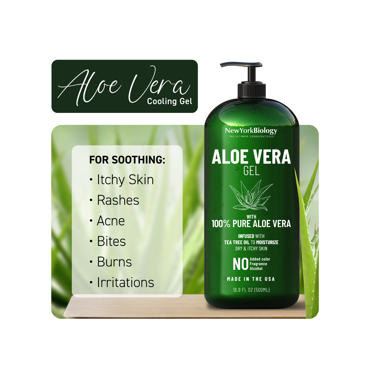 Aloe Vera Infused with Tea Tree Oil - 16 oz New York Biology