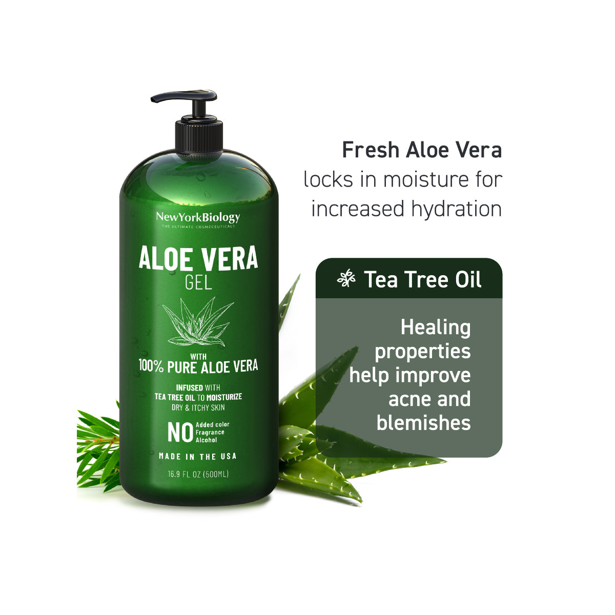 Aloe Vera Infused with Tea Tree Oil - 16 oz New York Biology