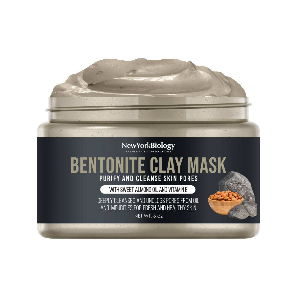  New York Biology Bentonite Clay Powder 1.25 lb – Deep Pore  Cleanser Indian Healing Clay for Acne and Oily Skin – 100% Natural Calcium Bentonite  Clay for Face Masks, Hair