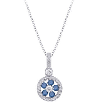 Katarina.com BLUE AND WHITE DIAMOND FASHION PENDANT WITH CHAIN IN STERLING SILVER (1/3 CTTW)