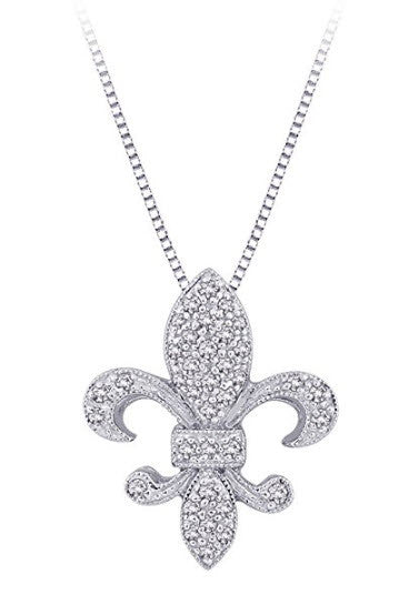 Fleur-De-Lis Milgrain Diamond Pendant- Katarina