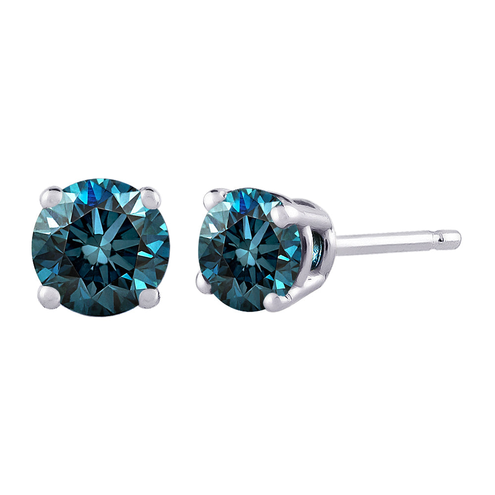 blue stud diamond earrings