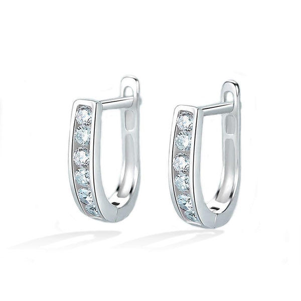 Boucles d'oreilles - U - argent massif et zircon