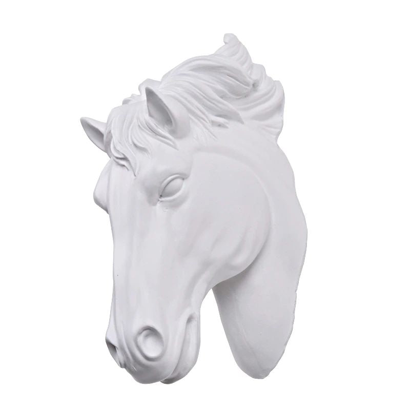 Objet Deco Applique Tete De Cheval En Resine Effet Pierre Blanc Ou Noi Chevaux Passion