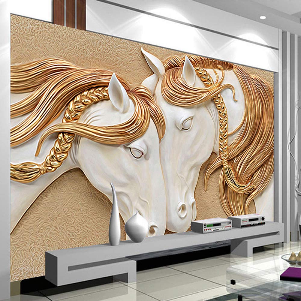  Poster  mural  imprim  HD Sculpture chevaux trompe l oeil 