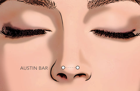 horizontal nose tip piercing austin bar example
